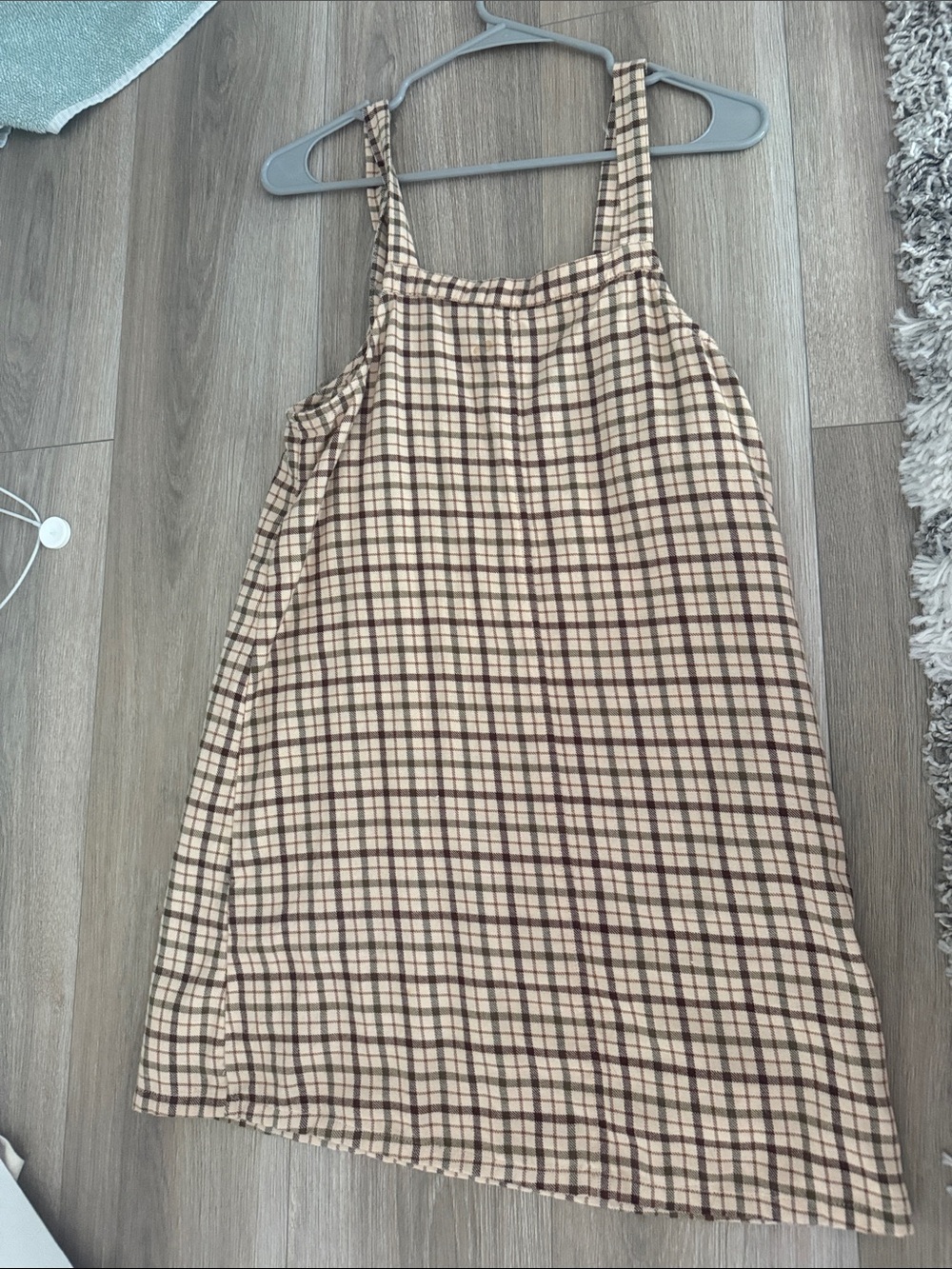 American Eagle Outfitters Beige Plaid Mini Dress